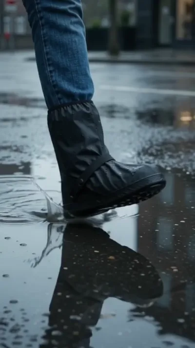 Sur-chaussures sous la pluie